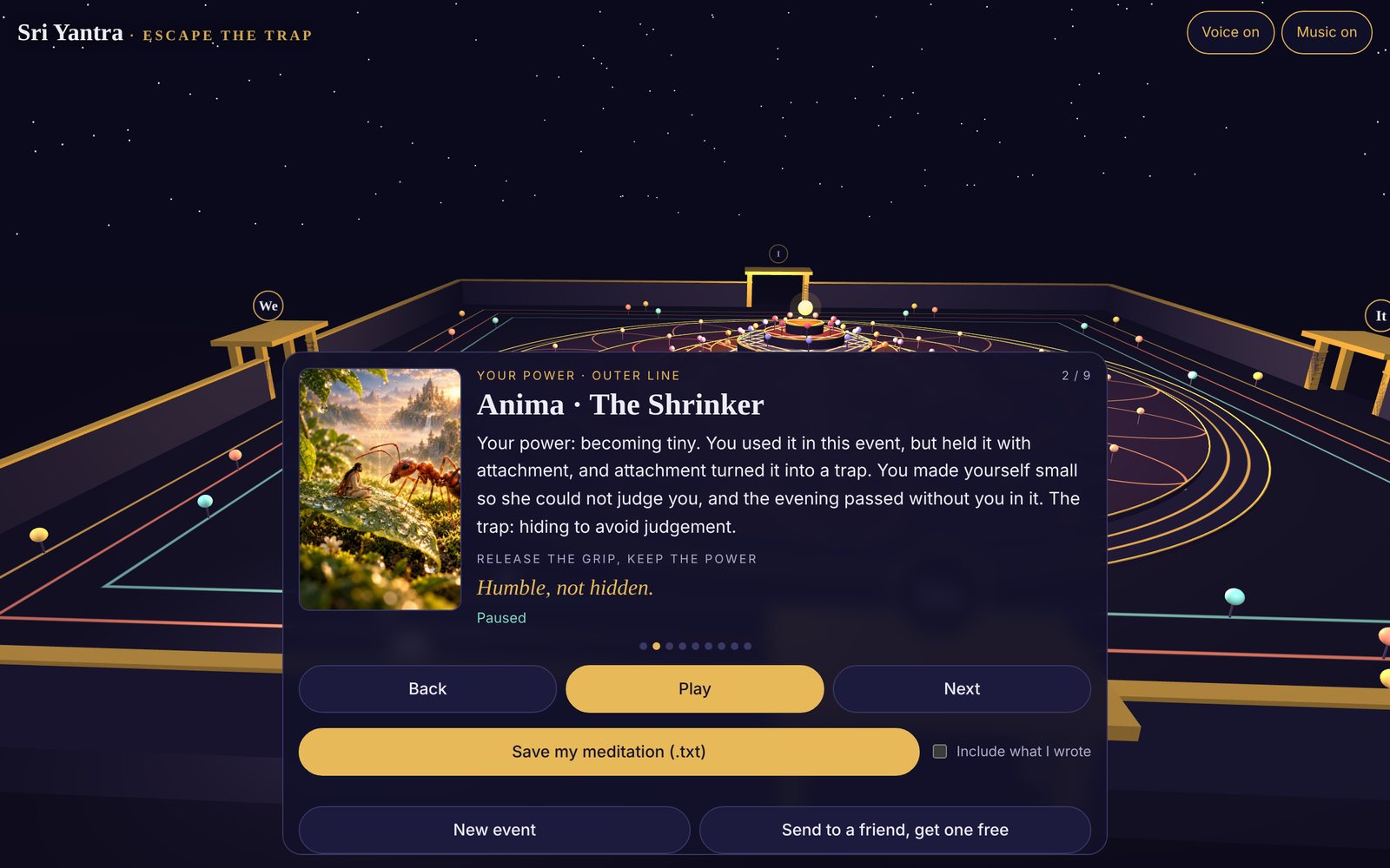 Meeting the power you gripped: Anima, the power of becoming small