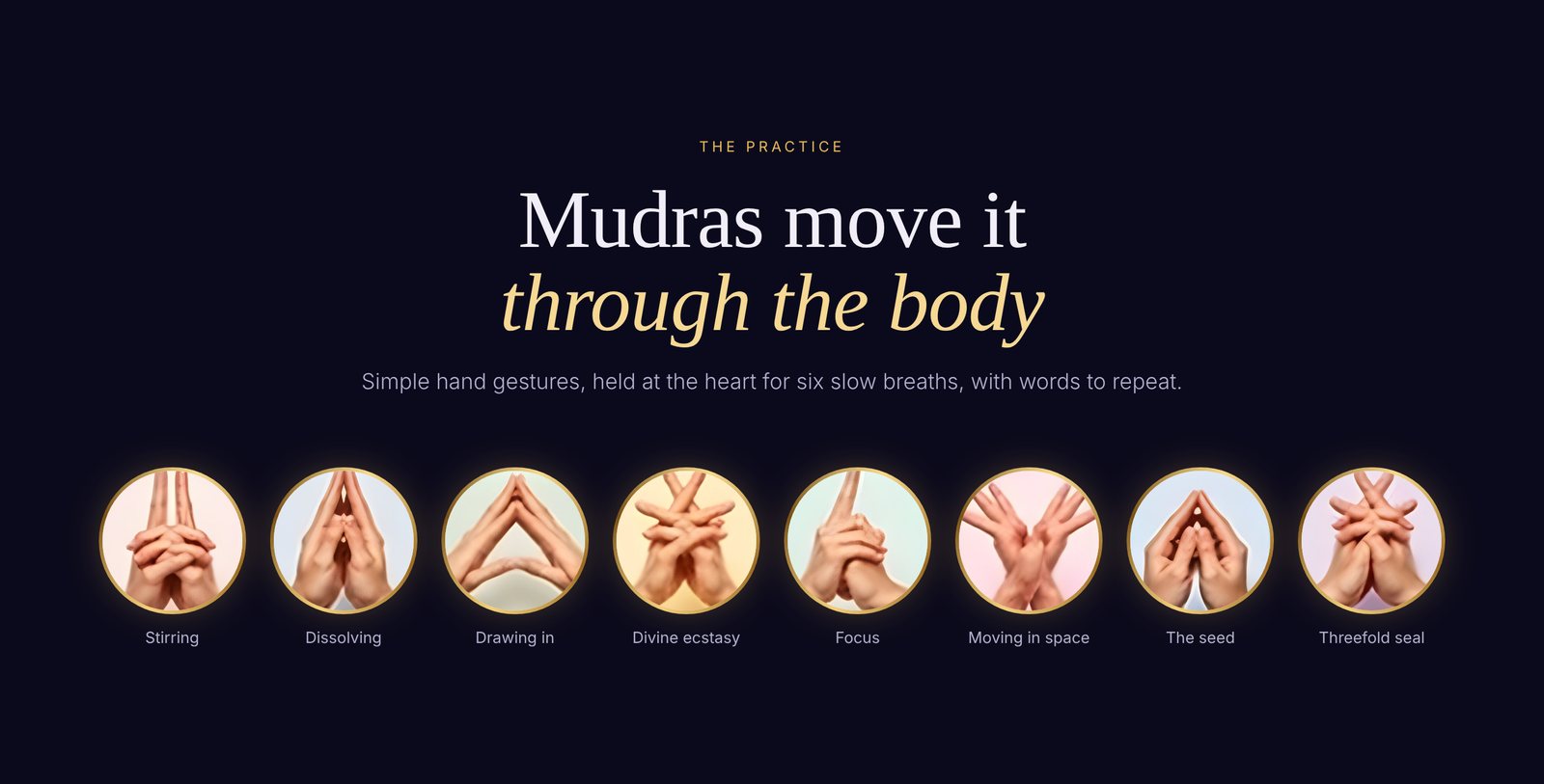 The mudras: simple gestures held at the heart